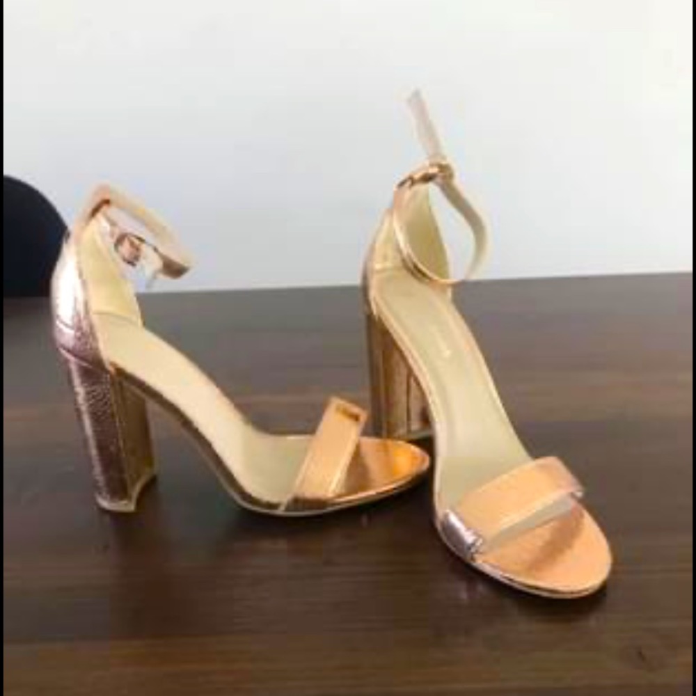 Rose gold strappy sandals